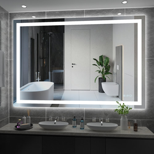 Ivy Bronx 40'' x 32" Frameless AntiFog LED Lighted Dimmable Wall